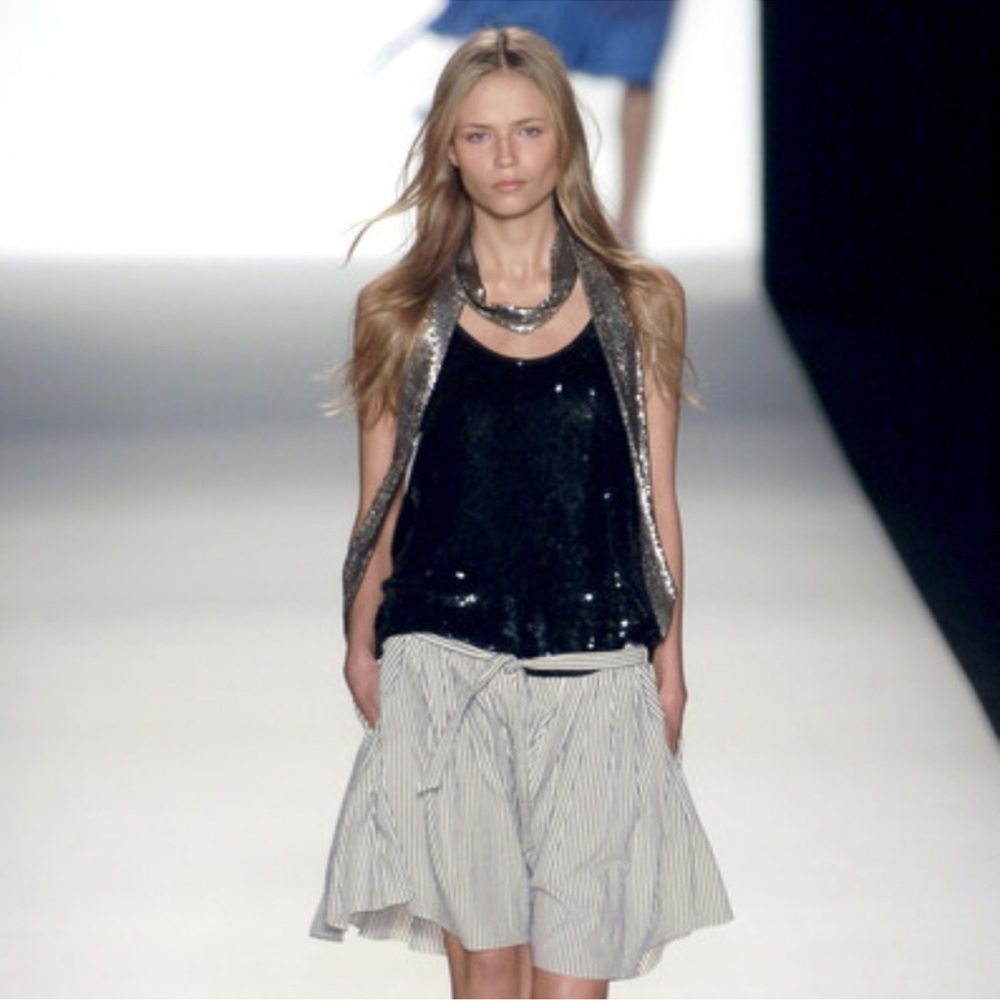 Chloe’ Phoebe Philo Net-A-Porter Runaway Preppy Seersucker Sash Skirt